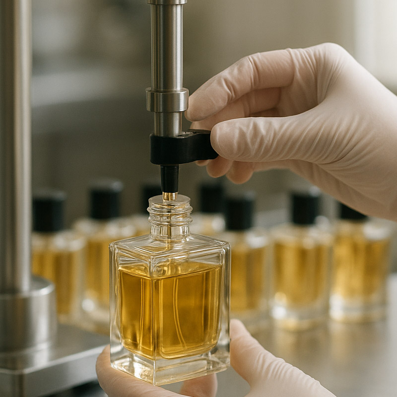 ニトエルのOEM 制作事例 香水充填作業